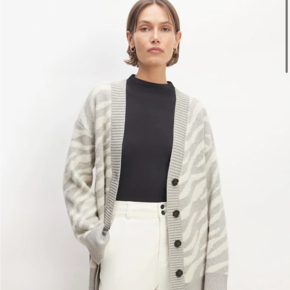 Everlane The Alpaca Tiger Jacquard Cardigan, S